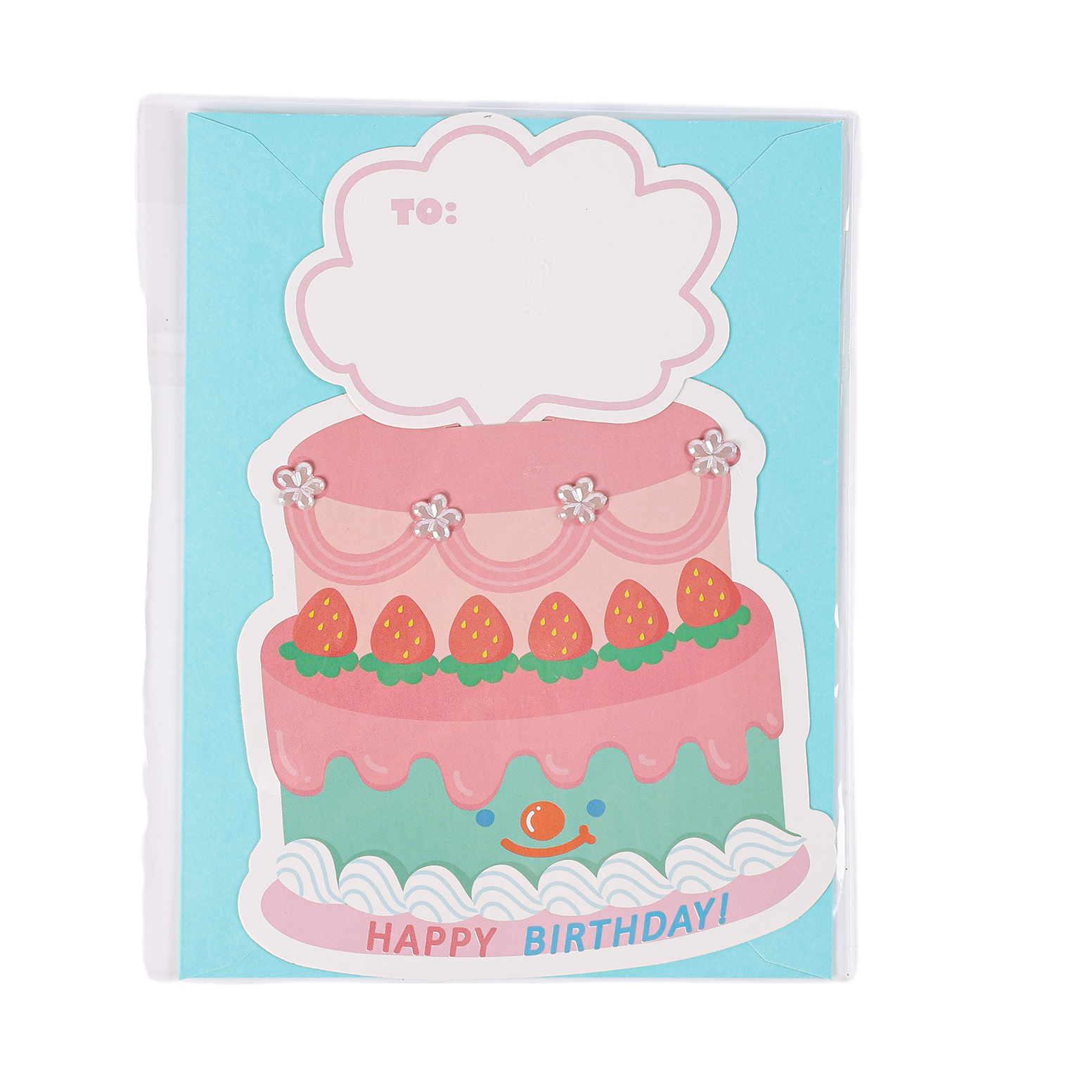 Cute strawberry cake birthday card BA009